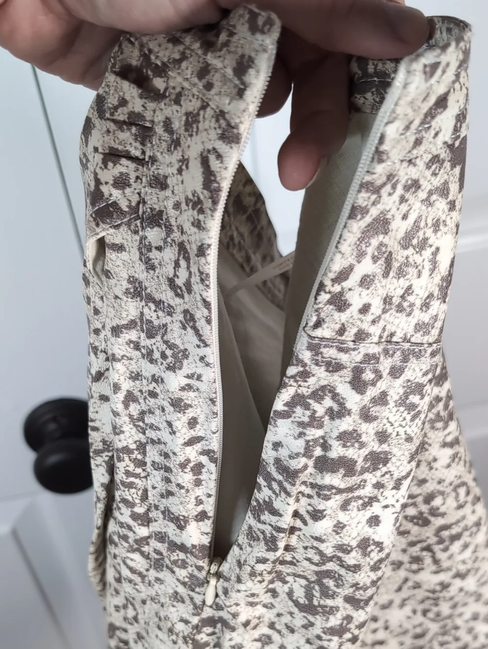 Free People Fake Out Faux Leather Leopard Print Animal Mini Skirt Light Combo 4